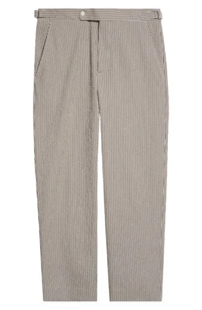 Bode Café Stripe Seersucker Trousers In Gray