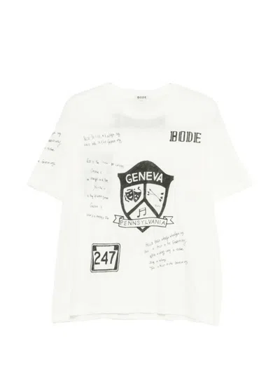 Bode Mens Cream Camp Crest Graphic-print Cotton T-shirt In White