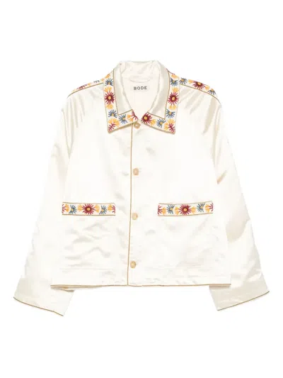 Bode Candyfloss Embroidered Satin Jacket In White
