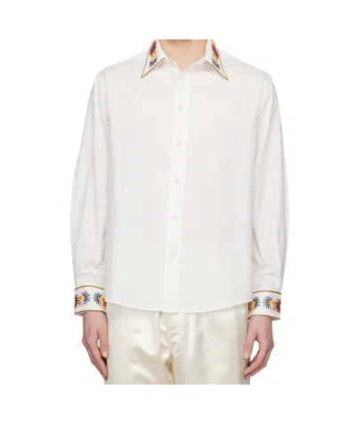 Bode Candyfloss Embroidered Cotton Oxford Shirt In White