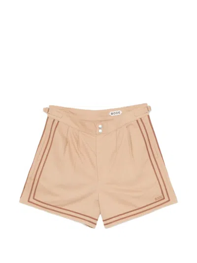 Bode Straight-leg Pleated Cotton-twill Shorts In Neutral