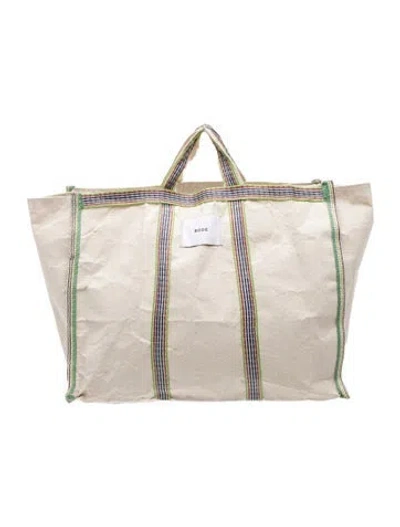 Pre-owned Bode Canvas Weekender Bag In Neutrals