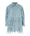 Bode Carillon Shirt Dress Metallic Embellishments In Blue