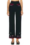 Bode Carroll Flowers Trousers In Black
