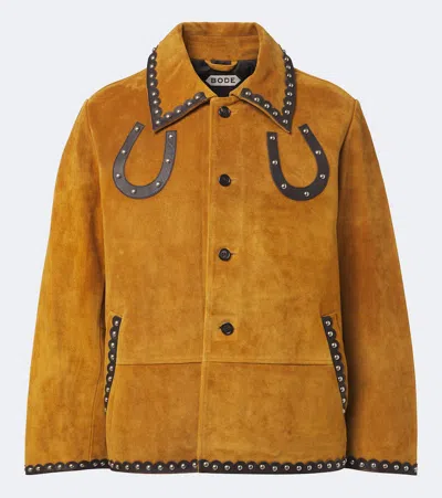 Bode Carson Studded Suede Jacket In Brown