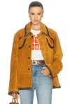 Bode Carson Suede Jacket In Tan Brown