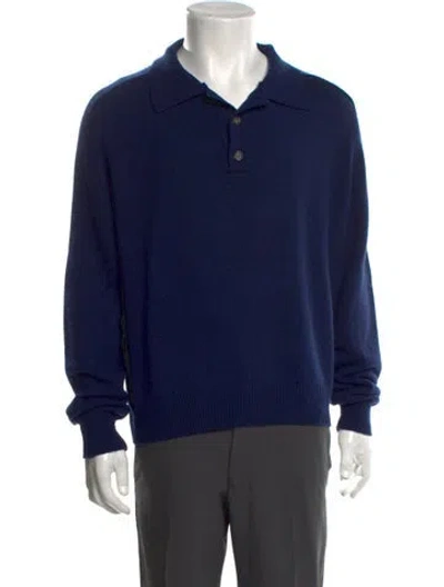 Pre-owned Bode Cashmere Collar Polo Sweater In Blue