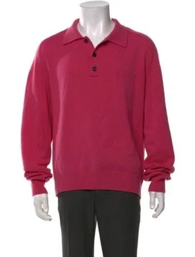 Pre-owned Bode Cashmere Collar Polo Sweater In Burgundy