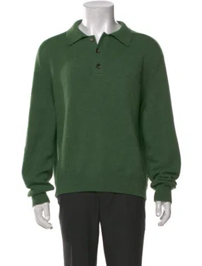 Pre-owned Bode Cashmere Collar Polo Sweater In Green