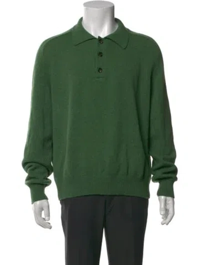 Pre-owned Bode Cashmere Collar Polo Sweater In Green