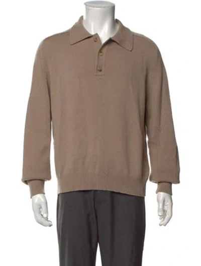 Pre-owned Bode Cashmere Collar Polo Sweater In Neutrals