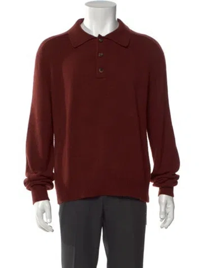 Pre-owned Bode Cashmere Collar Polo Sweater W/ Tags In Red