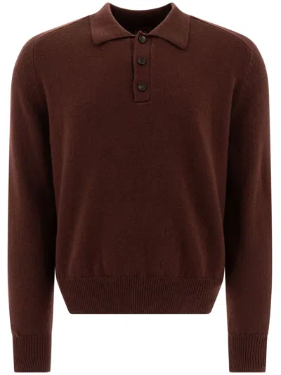 Bode Knitted Cashmere Polo Shirt In Brown