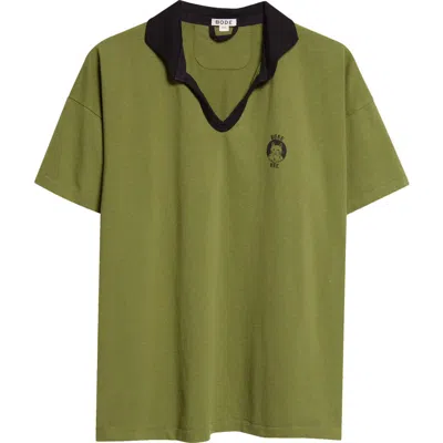 Bode Cat Patch Cotton Polo In Green