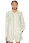 Bode Murray Stripe Cotton Button-up Shirt In White