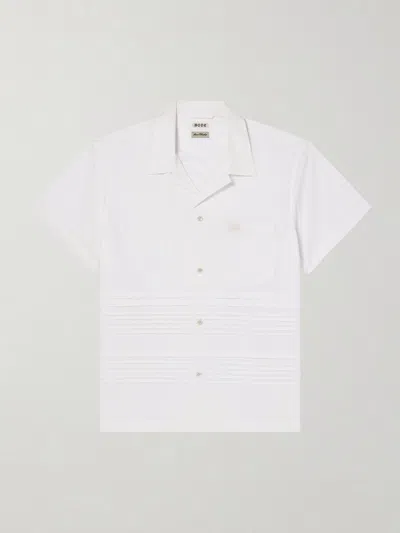 Bode Chamomile Camp-collar Logo-embroidered Cotton-poplin Shirt In White