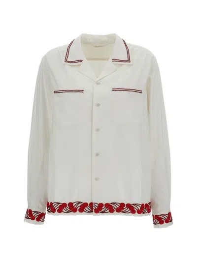 Bode Cherry Lane Bead-embellished Shirt In White