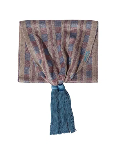 Bode Cheshire Cat Check-pattern Tassel-detail Scarf In Black