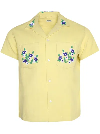 Bode Mens Beaded Chicory Short-sleeve Shirt In Yellow