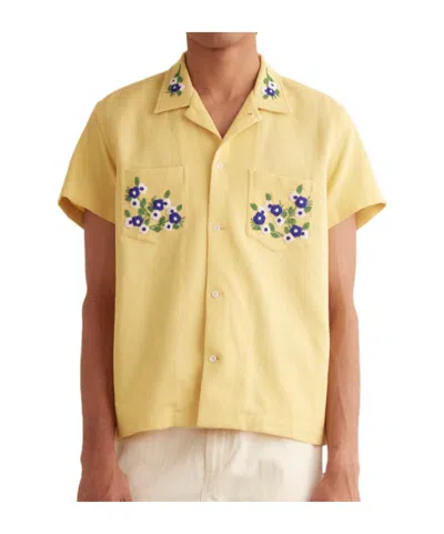 Bode Mens Beaded Chicory Short-sleeve Shirt In Yellow