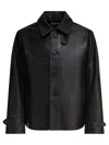 Bode Button-up Leather Jacket In Black
