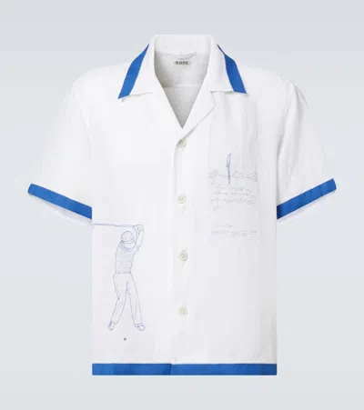BODE CLUB CHAMPION EMBROIDERED LINEN SHIRT
