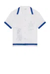 Bode Club Champion Shirt In White & Blue
