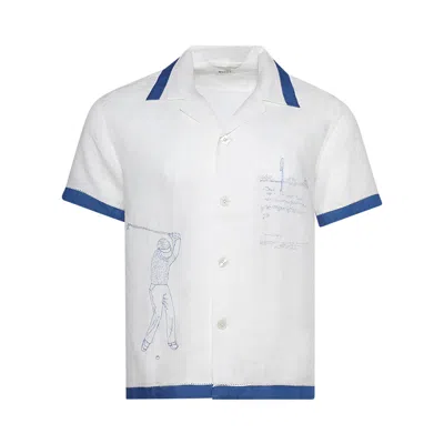 Pre-owned Bode Club Champion Short-sleeve Shirt 'white/blue' | Men's Size L