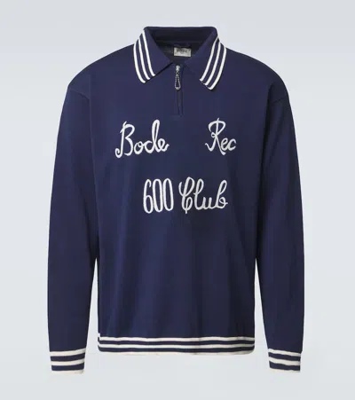 BODE CLUB EMBROIDERED COTTON POLO SWEATER
