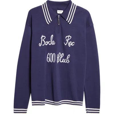 BODE BODE CLUB TIPPED EMBROIDERED POLO SWEATER