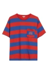 Bode Clubhouse Logo Embroidered Stripe Pocket T-shirt In Multi