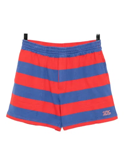 Bode Clubhouse Wide-leg Logo-embroidered Striped Cotton-jersey Shorts In Multi