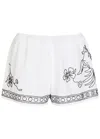 Bode Cockatoo Tap Bead-embellished Cotton And Silk-blend Shorts In White
