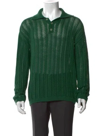 Pre-owned Bode Collar Long Sleeve Pullover In Green