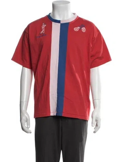 Pre-owned Bode Colorblock Pattern Crew Neck T-shirt In Red