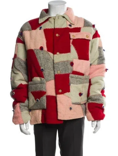 Pre-owned Bode Colorblock Pattern Jacket In Red