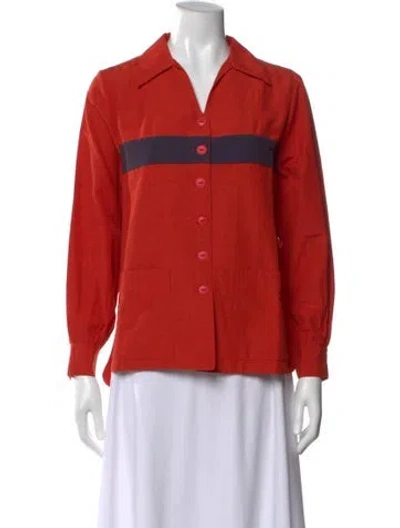 Pre-owned Bode Colorblock Pattern Long Sleeve Button-up Top In Orange