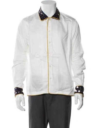 Pre-owned Bode Colorblock Pattern Long Sleeve Tuxedo Shirt In White