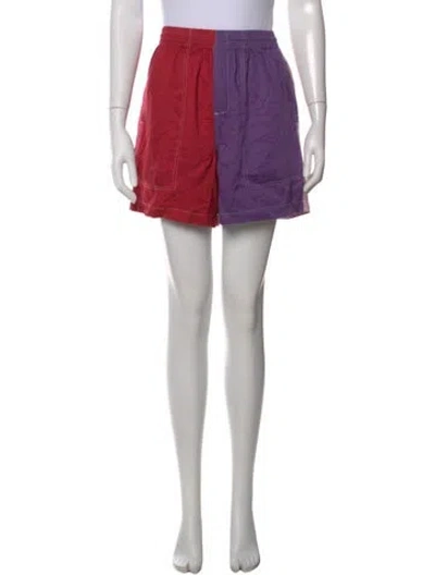 Pre-owned Bode Colorblock Pattern Mini Shorts In Purple