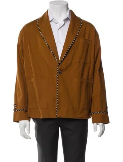 Pre-owned Bode Colorblock Pattern Moto Jacket In Brown