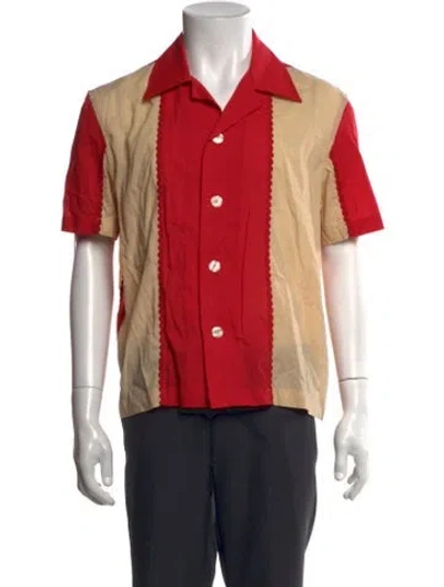 Pre-owned Bode Colorblock Pattern Short Sleeve Shirt In Red