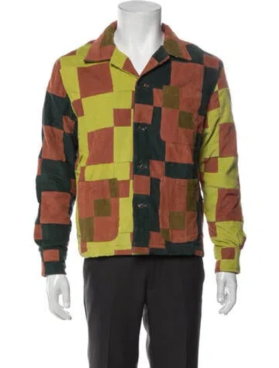 Pre-owned Bode Colorblock Pattern Trucker Jacket W/ Tags In Orange