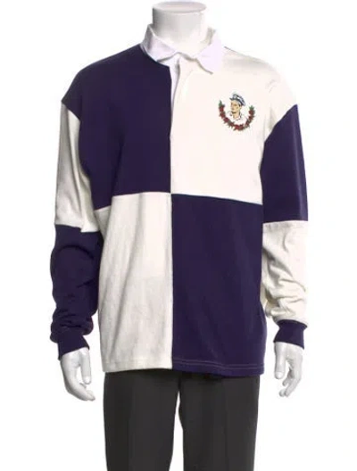 Pre-owned Bode Colorblock Pattern V-neck Cardigan In Blue