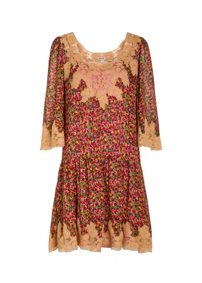 Bode Confetti Floral Silk Mini Dress In Multi