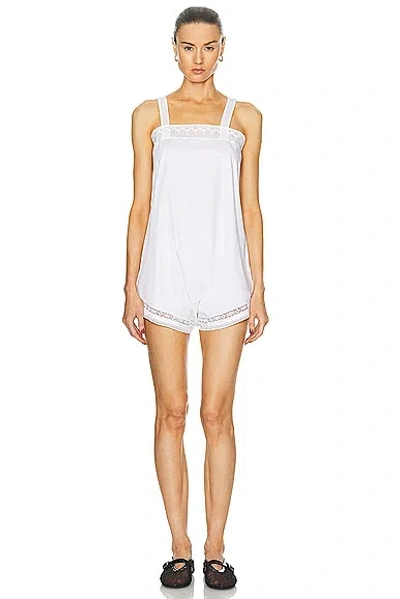 Bode Convertible Teddy Romper In White