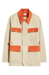 Bode Corduroy Trim Cotton Twill Hunting Jacket In Multicolor