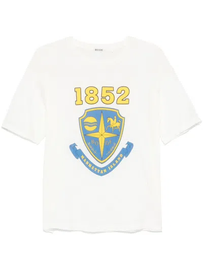 BODE WHITE COTTON CREST-PRINT T-SHIRT