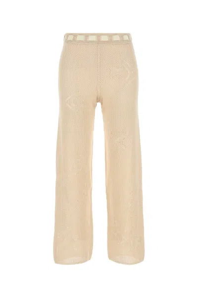 Bode Cotton Crochet Pants In Beige O Tan
