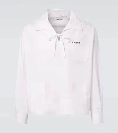Bode Cotton Poplin Top In White