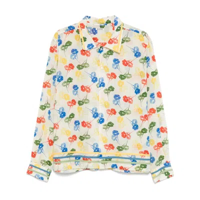 Bode Men Printed Cotton Flower Stamp Shirt In Multi